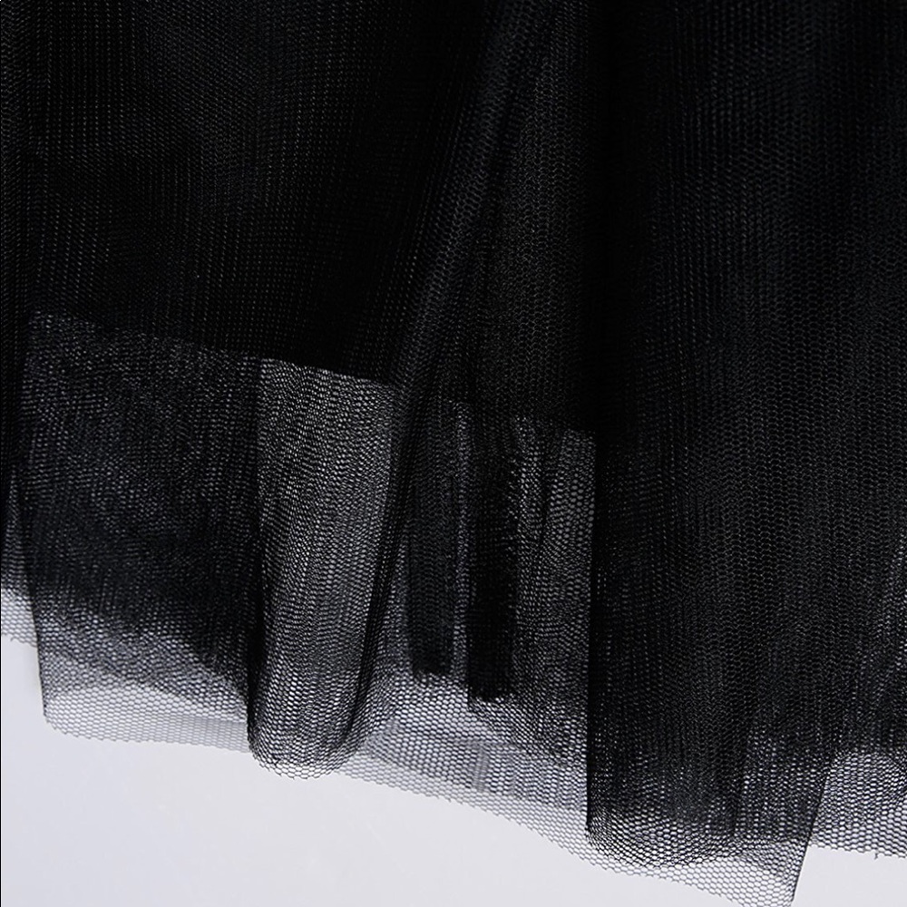 SOLD/ Black Elastic Waist Mesh Tulle Skirt - Picture 4 of 4